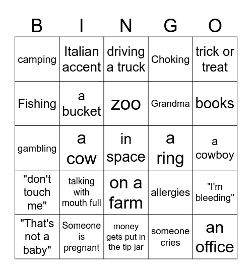 Monster Box Improv Bingo Card