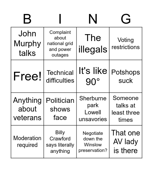 Town bingo Card