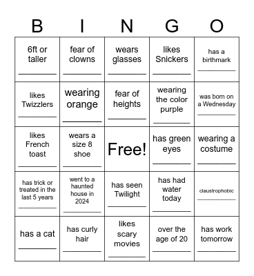 Guest Bingo! Bingo Card