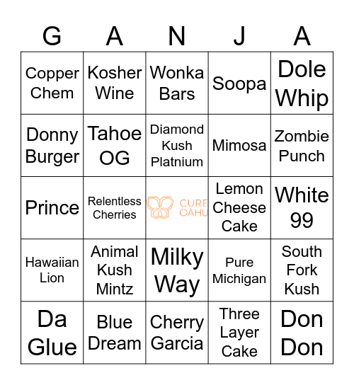 Cure Oahu Bingo Card