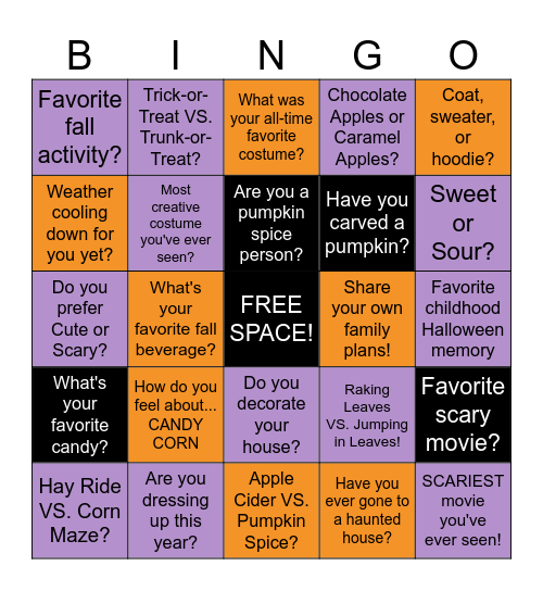 Halloween Bingo! Bingo Card