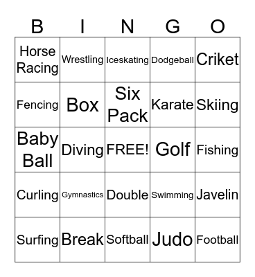 Bowling Bingo  Bingo Card