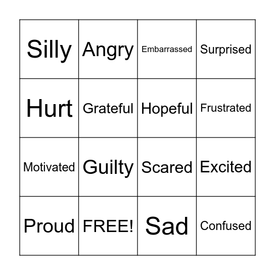 Emotions & Feelings Bingo! Bingo Card