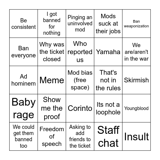 Schnurr Ticket Bingo Card Bingo Card