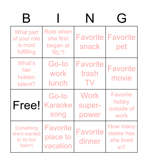 Danielle's 6 Year Work-Aversary! Bingo Card