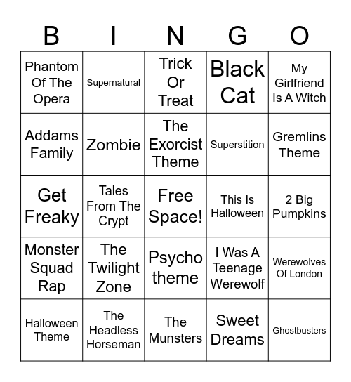 Happy Halloween Bingo Card