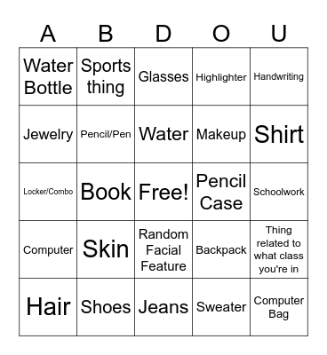 Abdou Compliments bingo Card