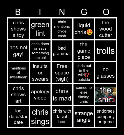 chirs chan bingo!!!! Bingo Card