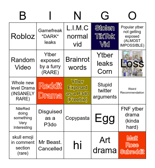 YOUTUBE BINGO Card