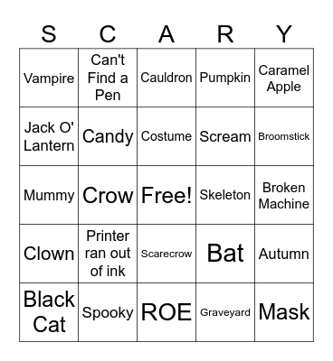 Spooky Millipore Bingo Card