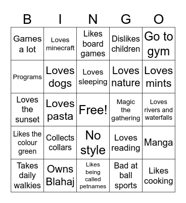 Interests you share with Max Bingo Card