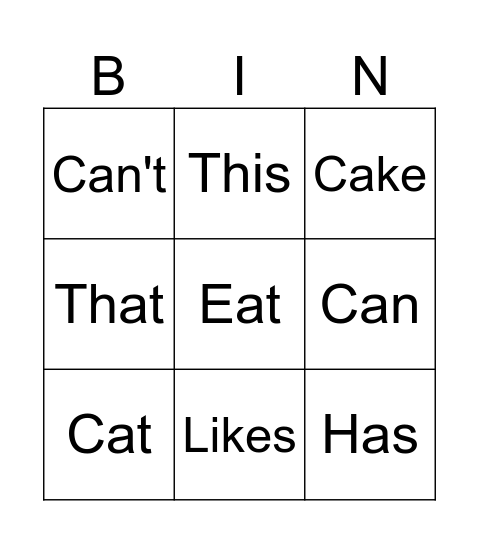 Bingo Class 2 Bingo Card