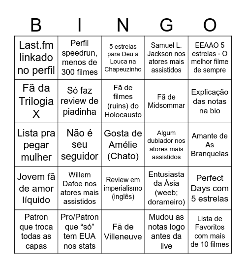 Letterbingoxd Bingo Card