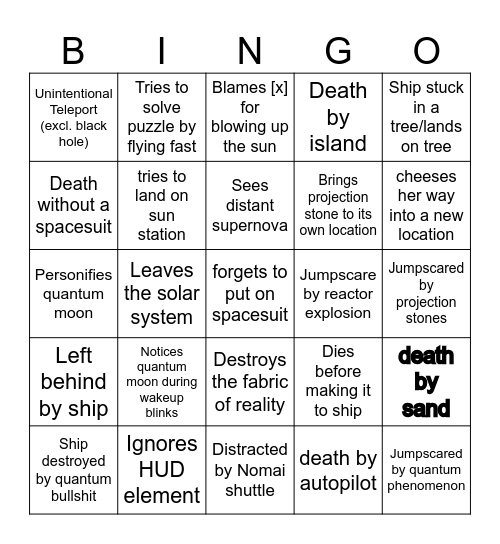 OUTER WILDS BINGO Card