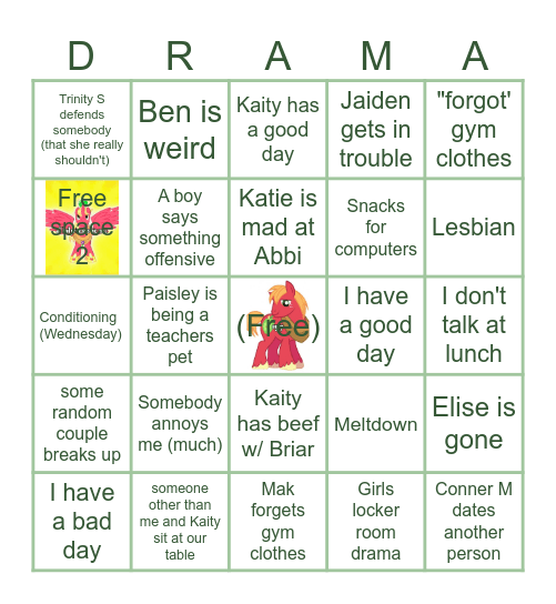 JH NP Dr4m4 but I have to make it free bc I'm poor so don't play if your not me :3 Bingo Card