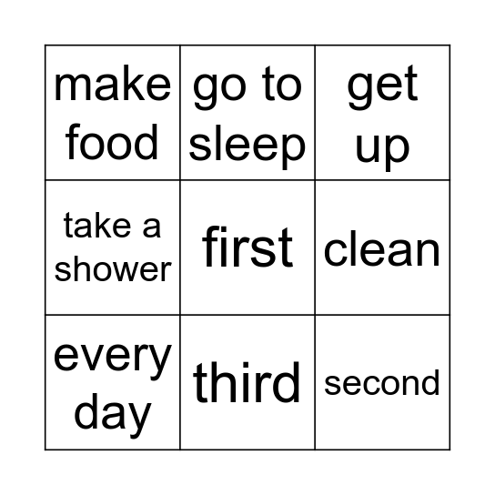 Lesson 6 Bingo Card