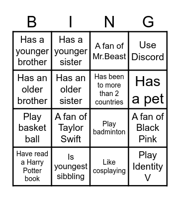 ICE BREAK BINGO Card