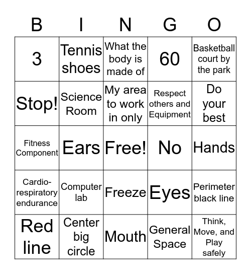 Back to School BINGO Card