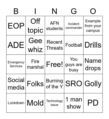 Safety bingo Card