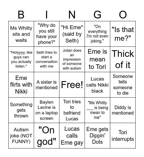 Learning Srat Bingo Card