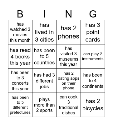 Find Someone Who... Bingo Card
