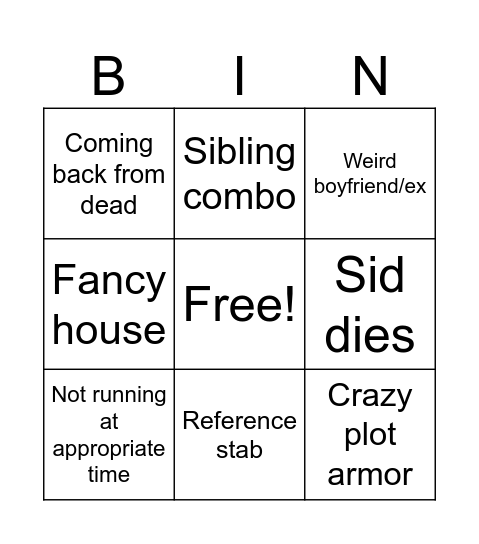 Screamgo Bingo Card