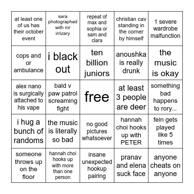 monet's hallo bingo Card