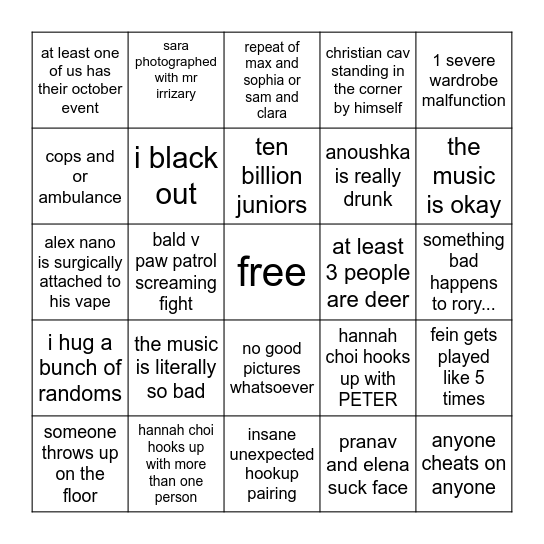 monet's hallo bingo Card