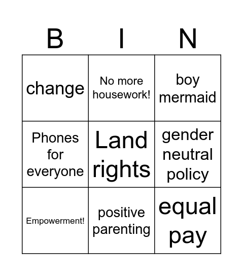 Gender Equality! Bingo Card