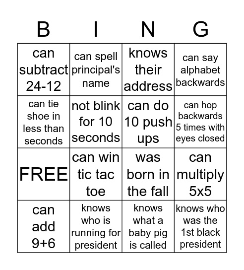 person hunt Bingo Card