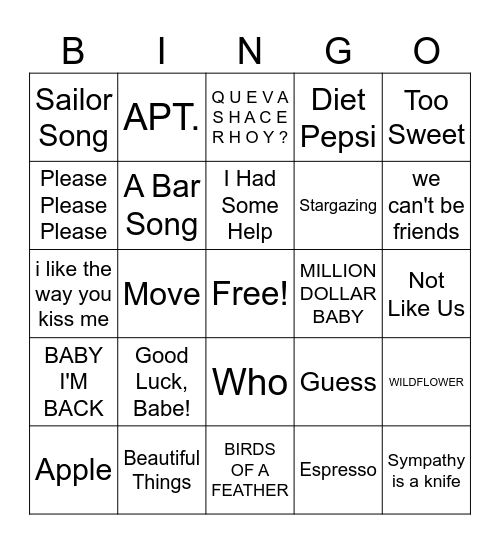 Top 40 Bingo Card