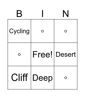 LIVING IN NATURE Bingo Card