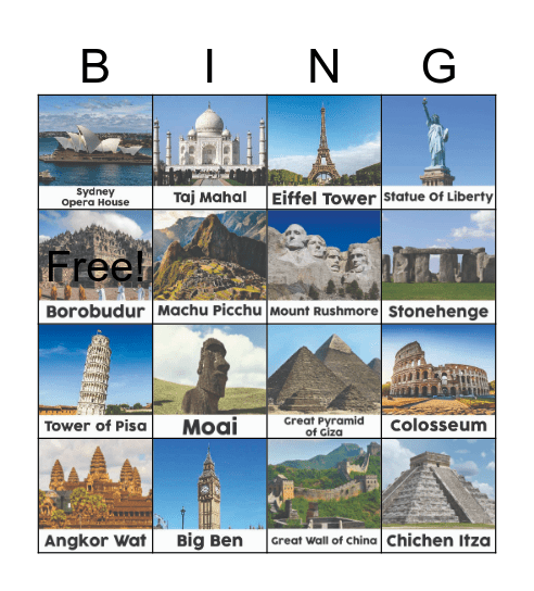 World Landmark Bingo Card