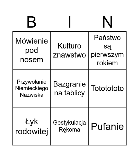 Dorobkowe Bingo Card