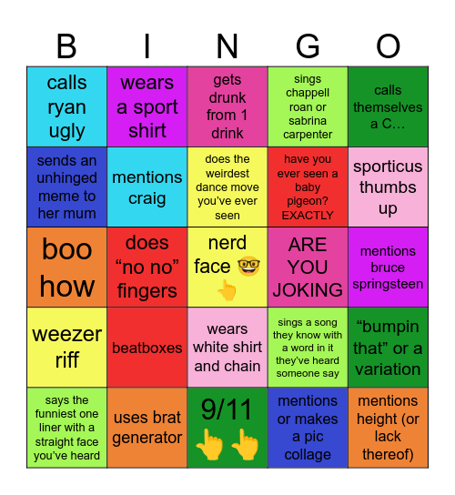 Kiera Bingo Card