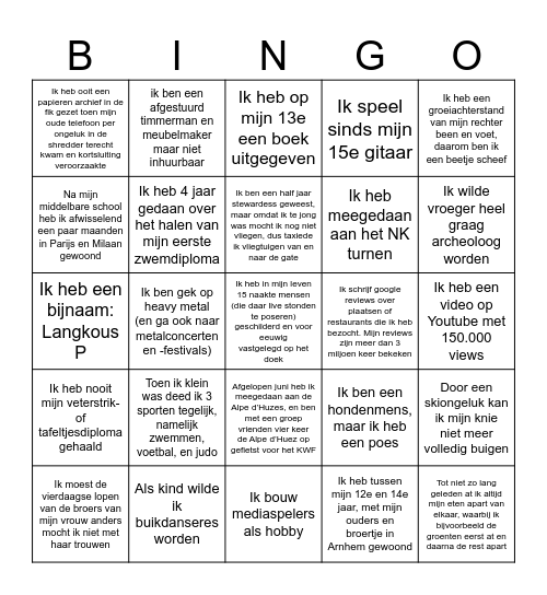 Feitjesbingo CDIO/IHH Bingo Card