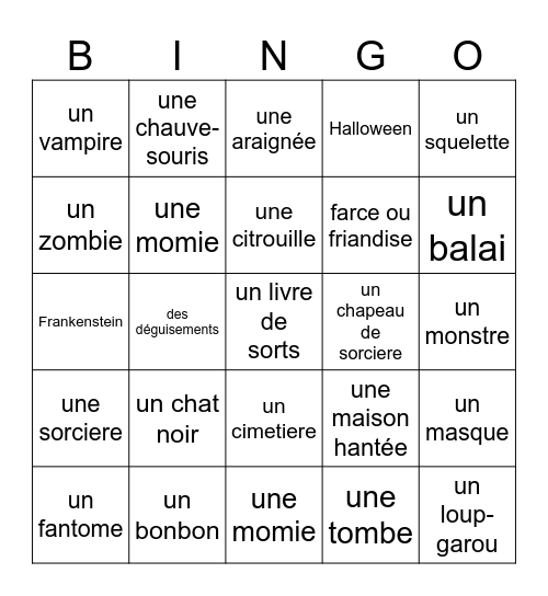 Halloween Bingo Card