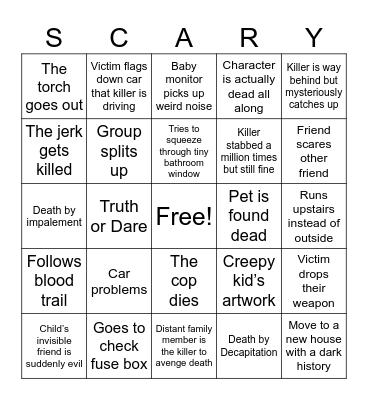HORROR MOVIE BINGO Card