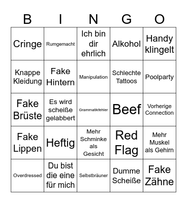 Love Island Bingo Card