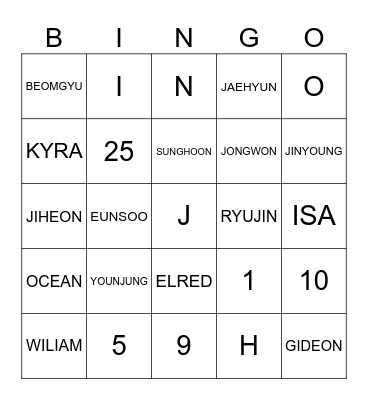 Jiheon Bingo Card