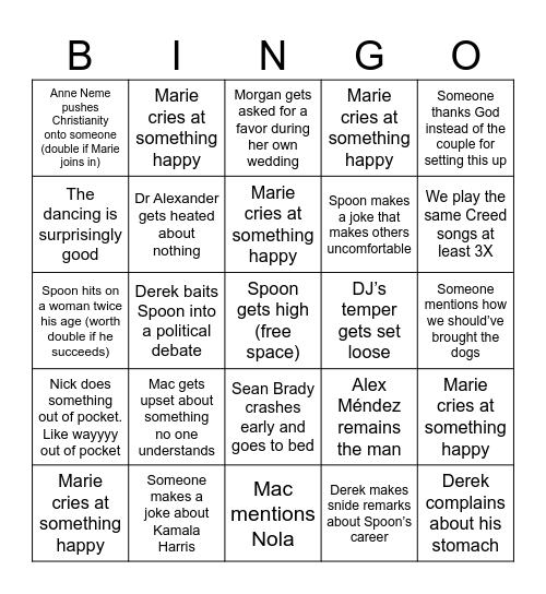 Wedding Bingo! Bingo Card