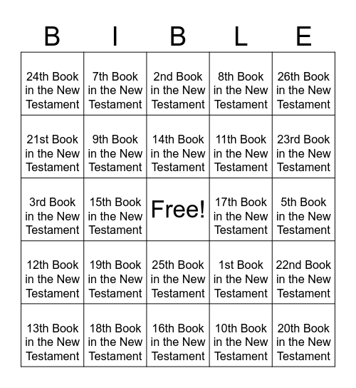 New Testament Books Bingo Card