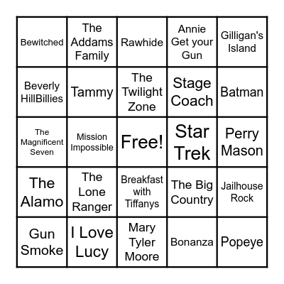 TV Show and Movie Bingo Card