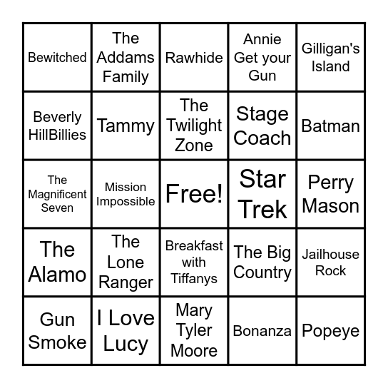 TV Show and Movie Bingo Card