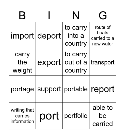 Port Bingo Card