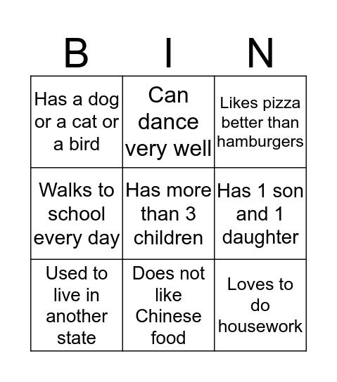 Untitled Bingo Card