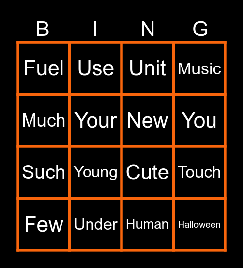 Week 5 Spelling Words Bingo Card