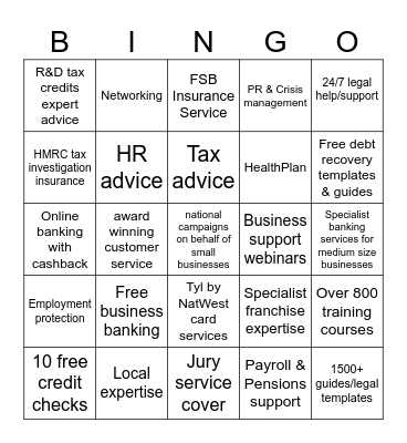 FSB Benefits Bingo Card