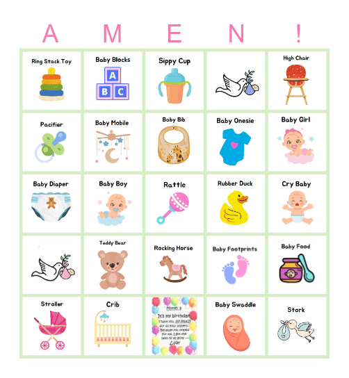 Baby Shower Bingo Card