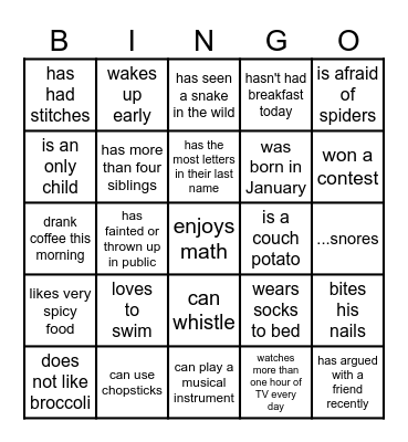 Find someone who... Bingo Card